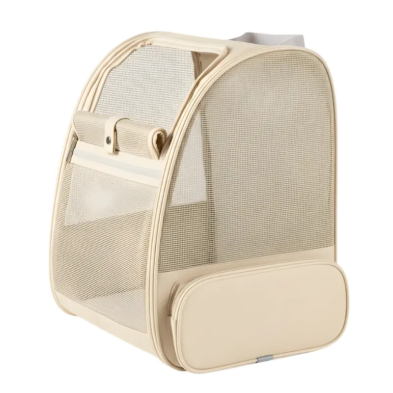 Bubble-Style Pet Backpack – Transparent Mesh Sides and Washable Removable Mat