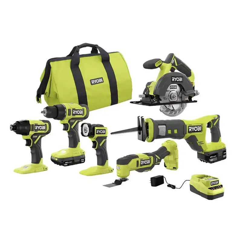 RYOBI ONE+ 18V Cordless 6-Tool Combo Kit (PCL1600K2)