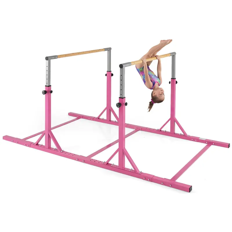 Adjustable Junior Parallel Bars for Gymnastics – 13 Height Settings (33″–57″) & 6 Width Levels