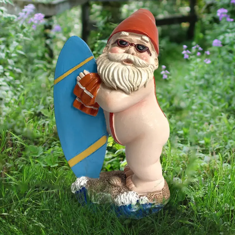 Whimsical Playful Garden Gnome | Handcrafted Decorative Lawn Figure