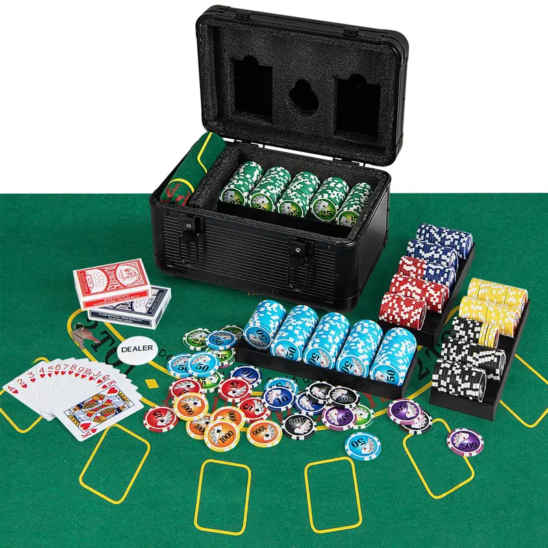 Premium 600-Piece Casino Poker Chip Set – Includes 6 Card Decks and Dealer Button