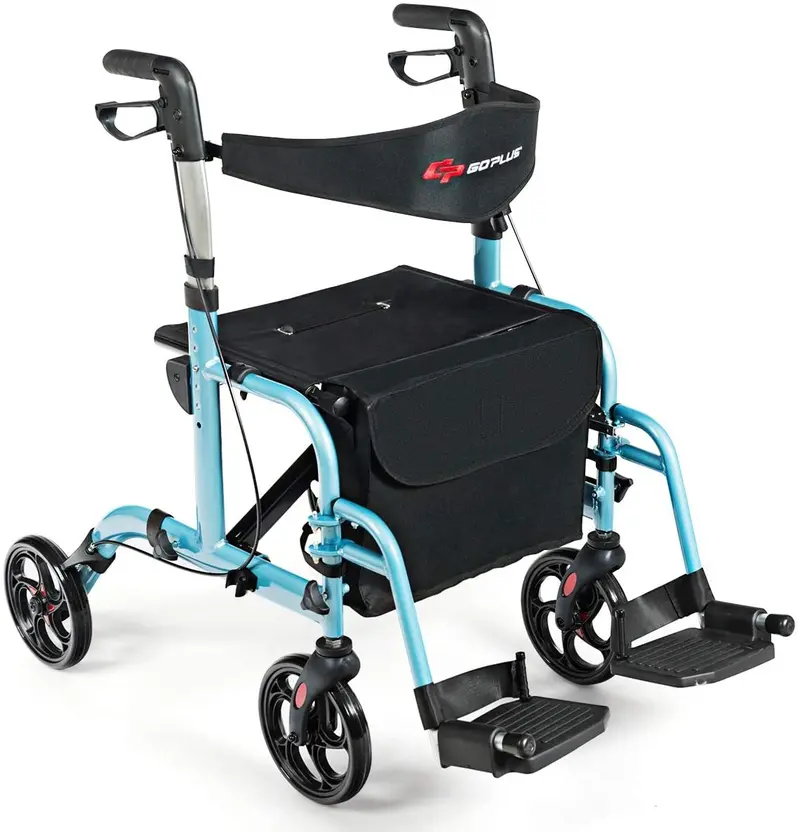 Foldable 4-Wheel Rollator Walker – Dual-Function Mobility Aid with Built-in Seat
