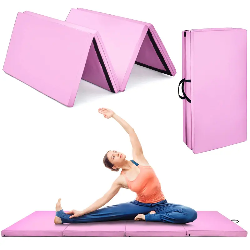 8′ x 4′ Four-Fold Gymnastics Mat – 2-Inch Thick Tumbling Pad with Carry Handles