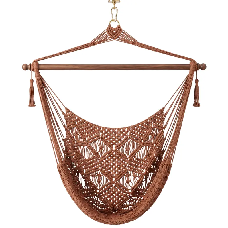 Natural Cotton Rope Hammock Chair Featuring 40-Inch Hardwood Spreader Bar