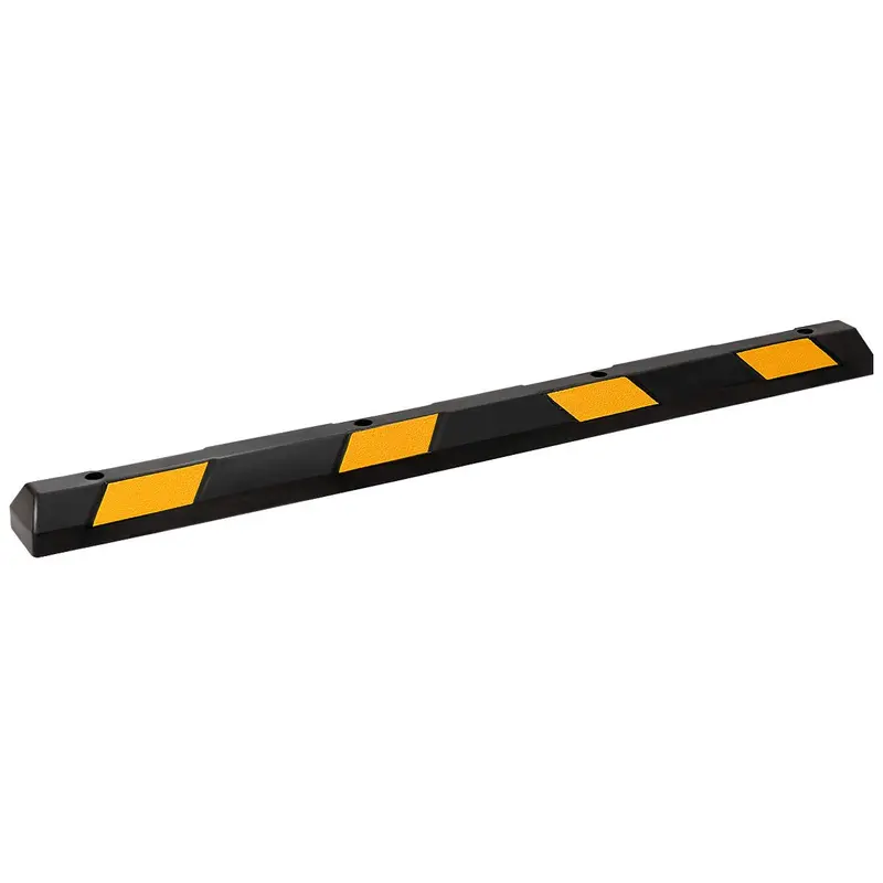 72-Inch Heavy-Duty Rubber Parking Curb with Reflective Yellow Safety Stripes