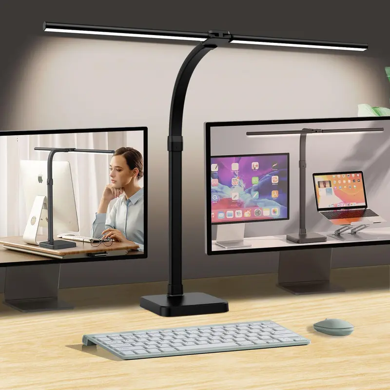 Dual-Head Architect LED Desk Lamp – 24W, 5 Brightness Levels & Flexible Gooseneck for Precision Tasks