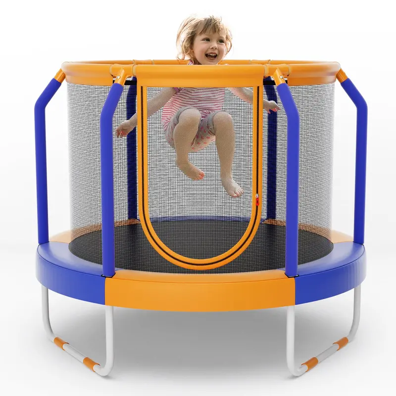 48-Inch ASTM-Certified Kids’ Trampoline with Enhanced Safety Enclosure & Ground-Level Design
