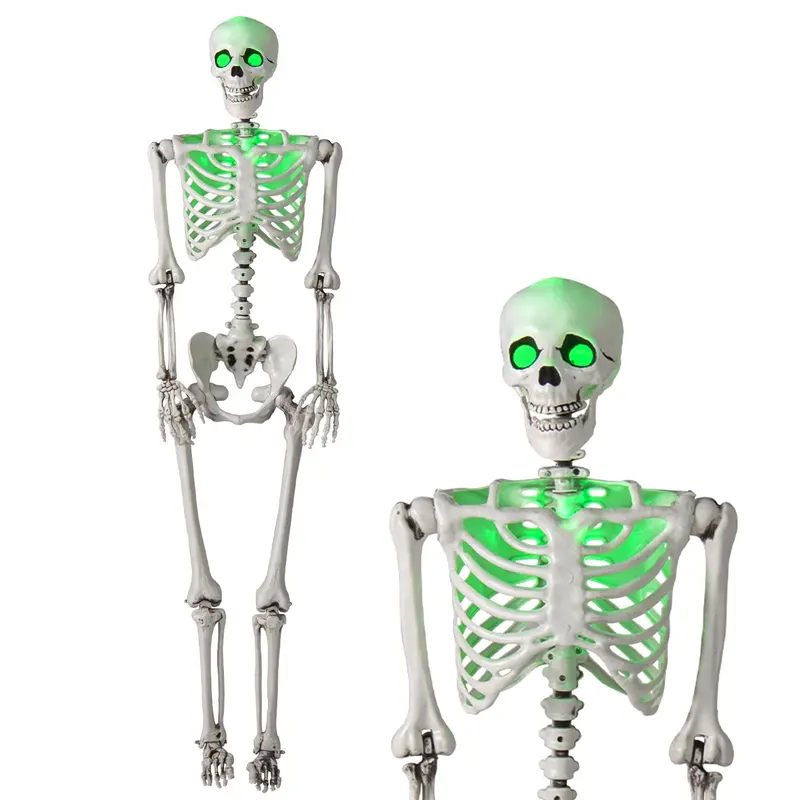 63-Inch LED-Illuminated Skeleton – Light-Up Halloween Decoration with Green Glow Effects
