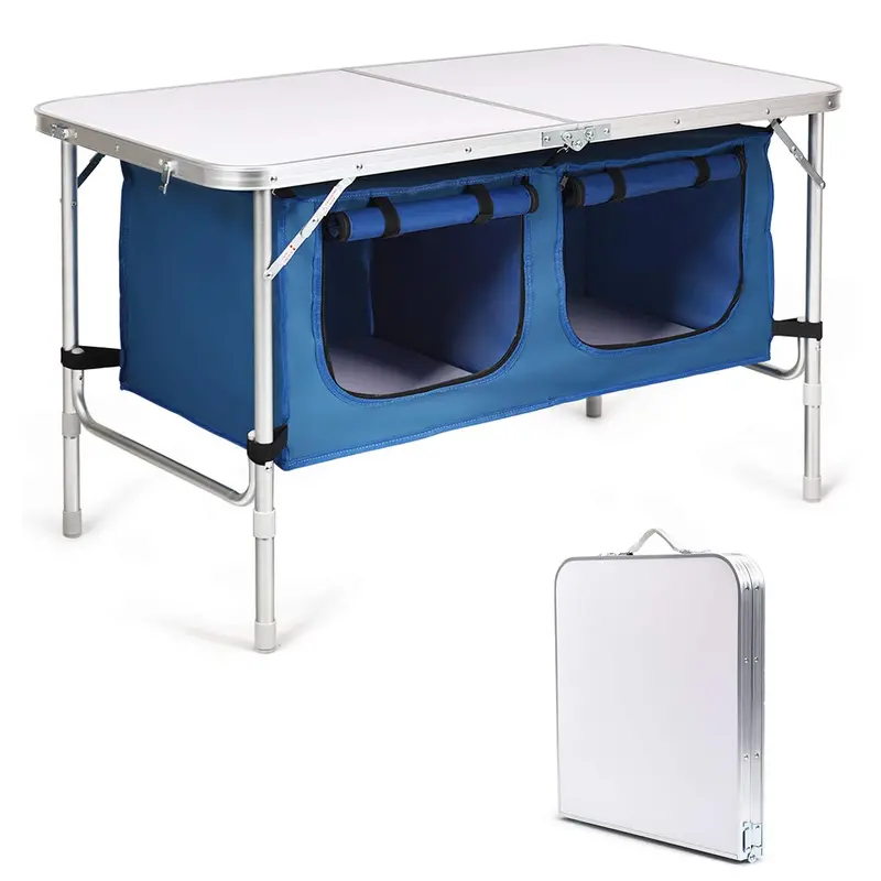 Compact Folding Camping Table with Integrated Storage – Lightweight Outdoor Utility Table