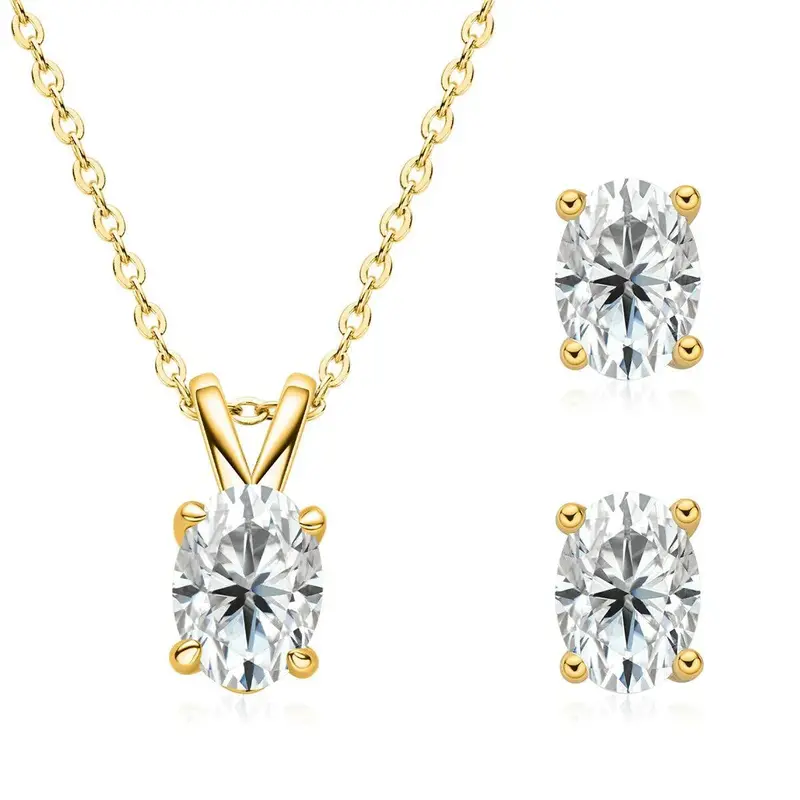 Oval-Cut Gemstone Jewelry Set – Elegant Matching Pieces Highlighting Elongated Stone Profiles