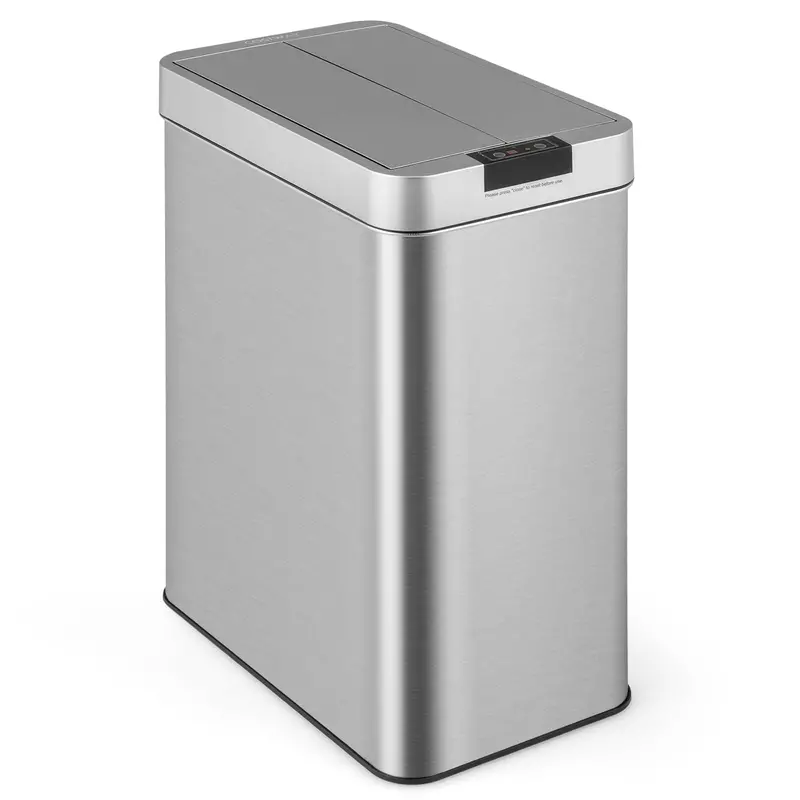 Slim Touchless Kitchen Trash Can – 13.2-Gallon Motion-Sensor Bin with Wing Lid & Smudge-Resistant Finish
