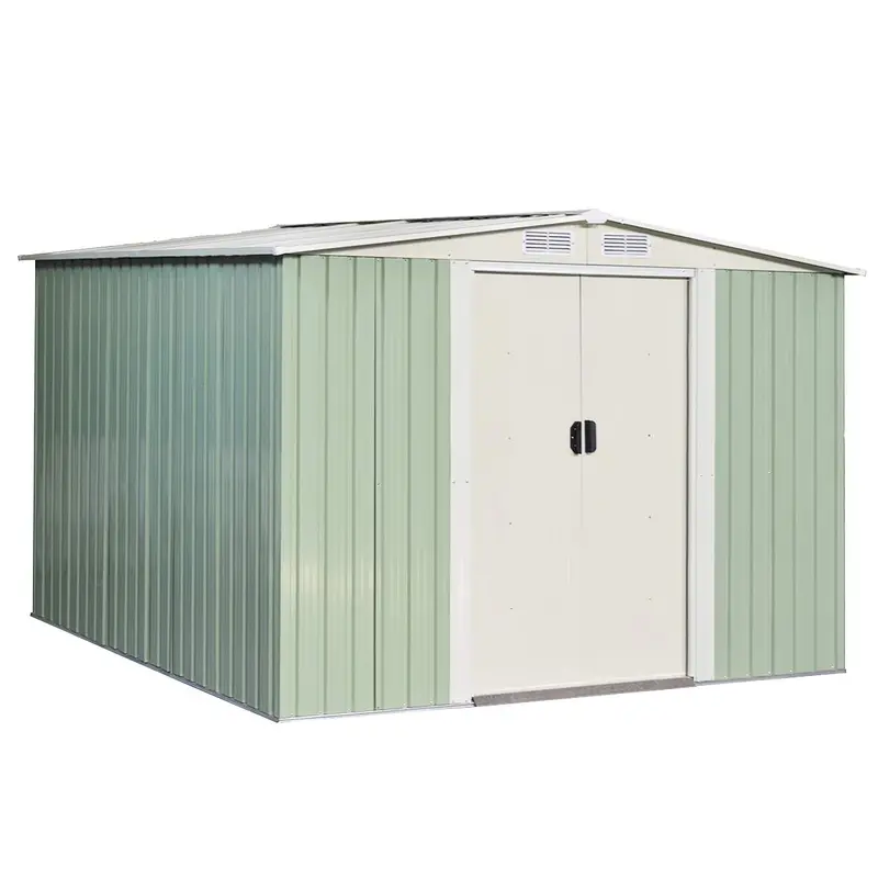 Galvanized Steel Storage Shed – 8.5′ x 8.5′ Heavy-Duty Outdoor Tool House with Corrosion Resistance