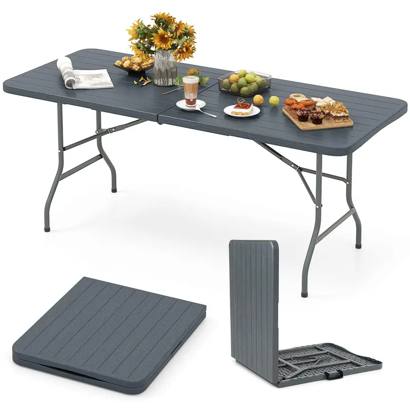 6-Foot All-Purpose Plastic Folding Table – 350 lb Capacity, HDPE Top for Indoor & Outdoor Settings