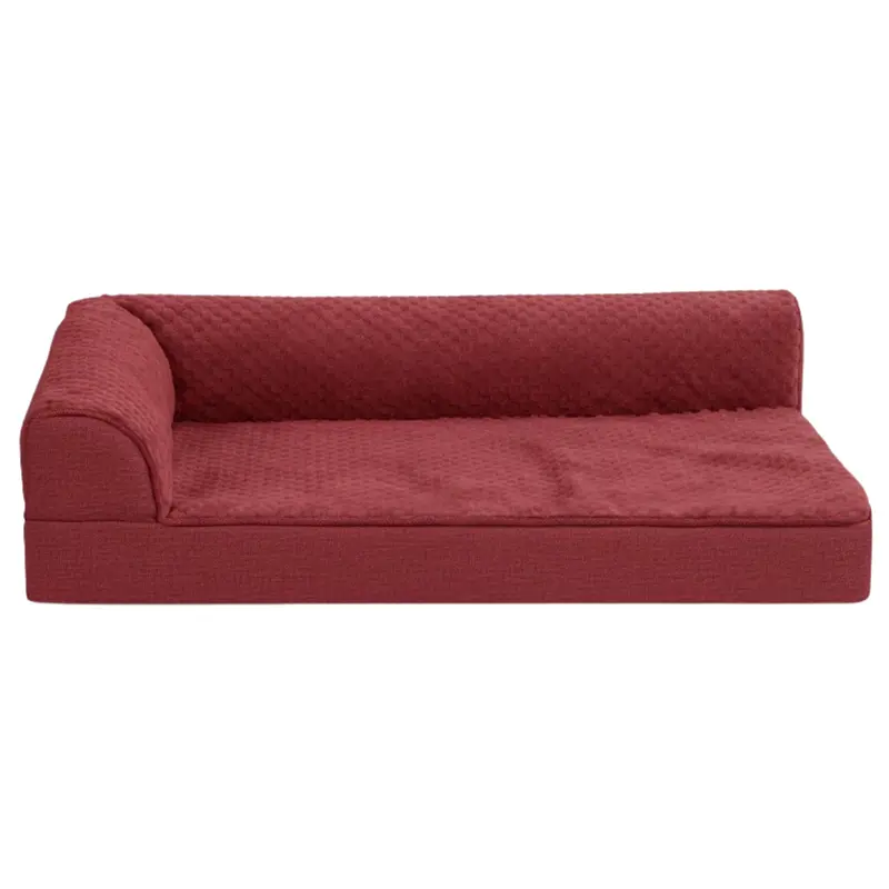 L-Shaped Memory Foam Pet Bed with Reinforced Bolster and Detachable Cover