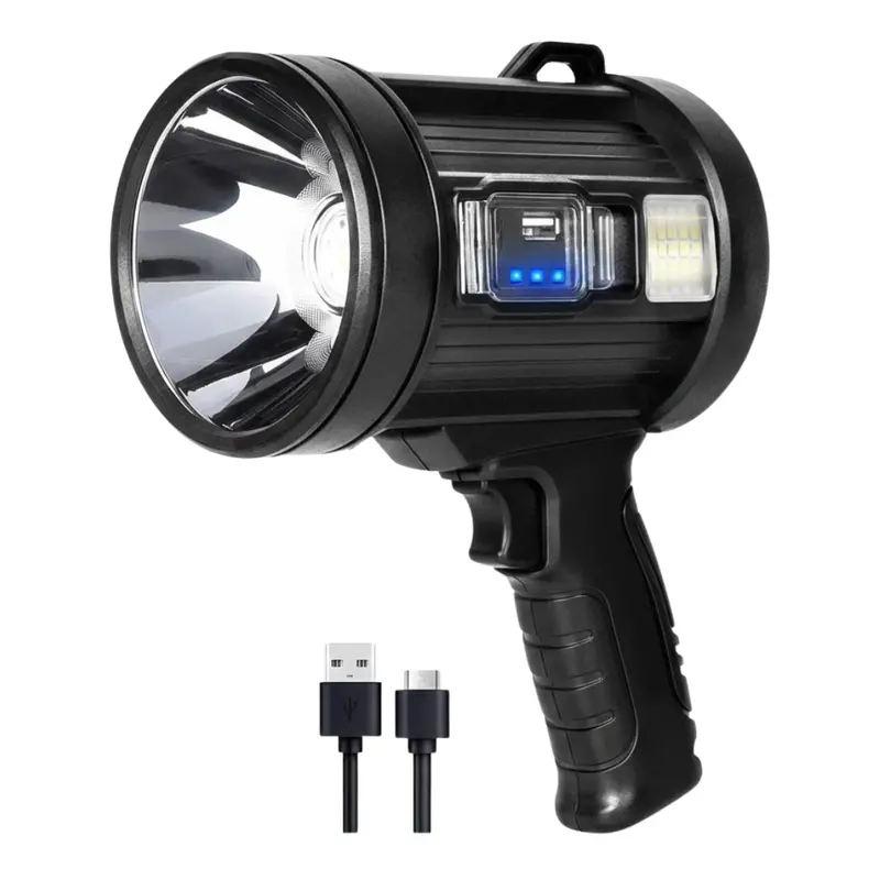 High-Output Solar-Rechargeable LED Spotlight (90,000 Lumens) with Floodlight Mode