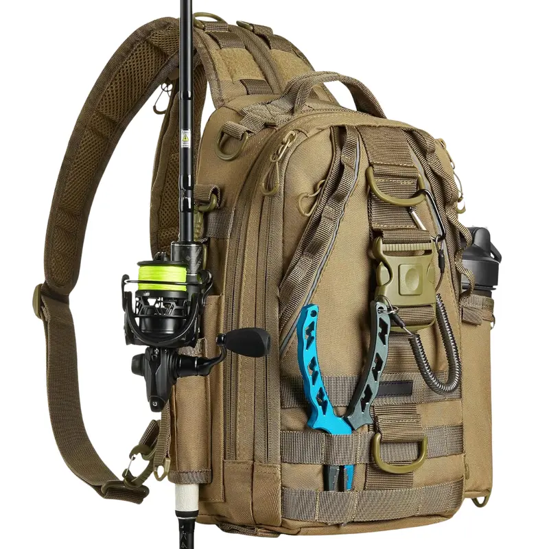 Durable Fishing Backpack – Waterproof Gear Bag with Rod Holders and Organized Compartments