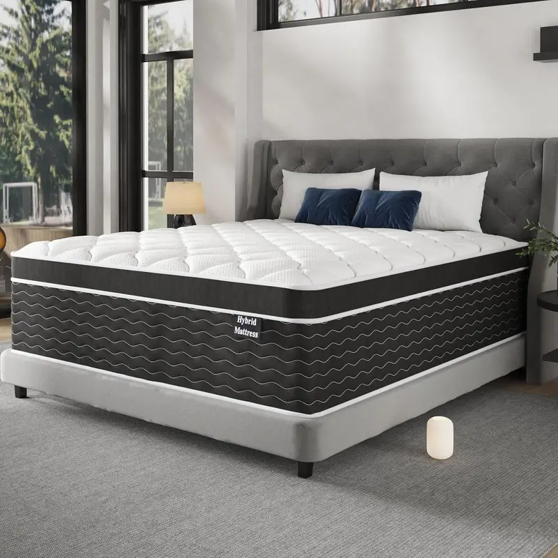 10-Inch Full Hybrid Mattress in a Box – Gel Memory Foam + Pocket Springs, Medium Plush Feel