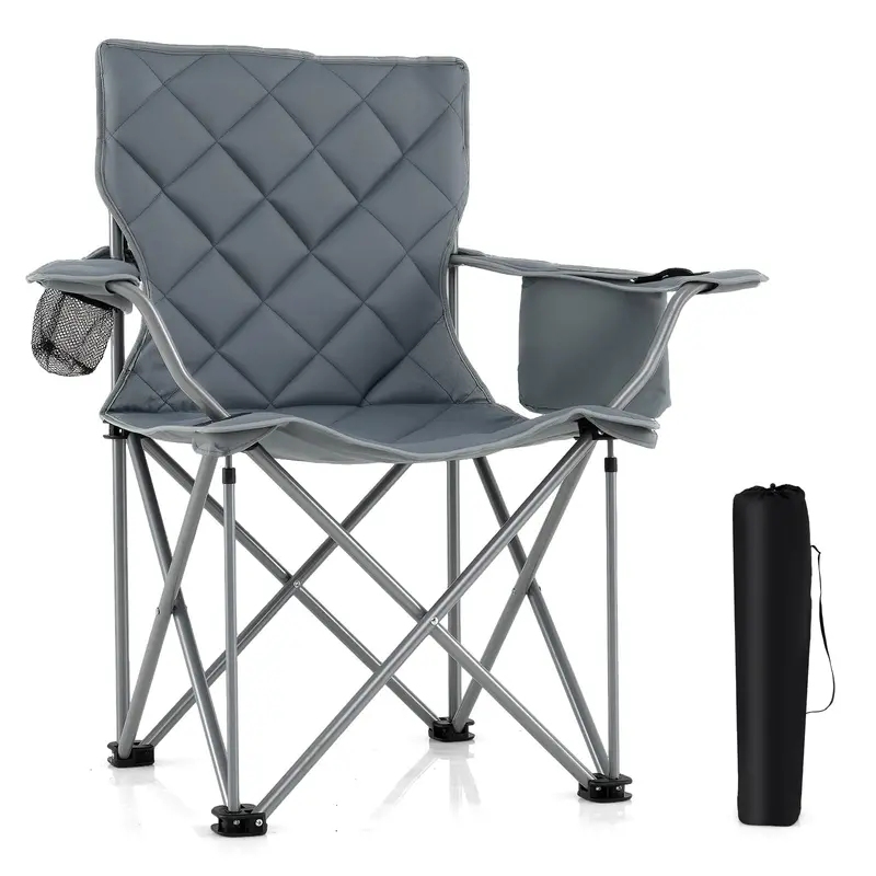 All-Terrain Outdoor Folding Chair – 500 lb Capacity with Built-In Cooler Pouch & Cup Holder
