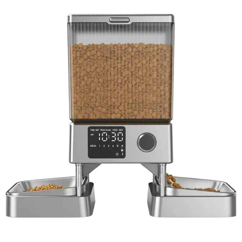 Dual-Bowl Automatic Pet Feeder with 5-Liter Dry Food Capacity
