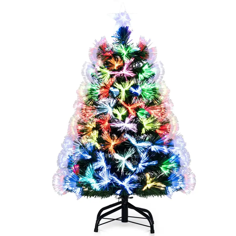 3-Foot Fiber Optic Christmas Tree – Slow-Pulsing Multicolored Light Effects