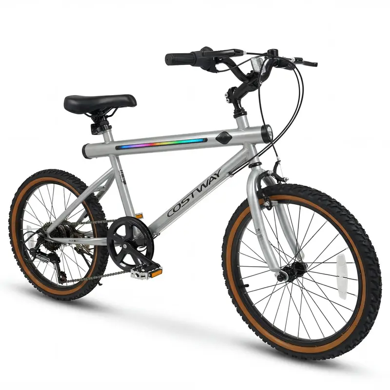 20-Inch Hybrid Exercise Bike with LED Display, Stereo Speakers, and Reinforced Carbon Steel Frame