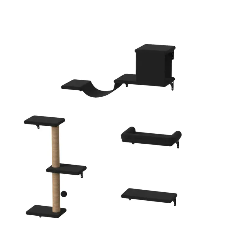 4-Piece Cat Wall Shelf Set – Includes Scratcher, Cozy Bed, and Play Platforms