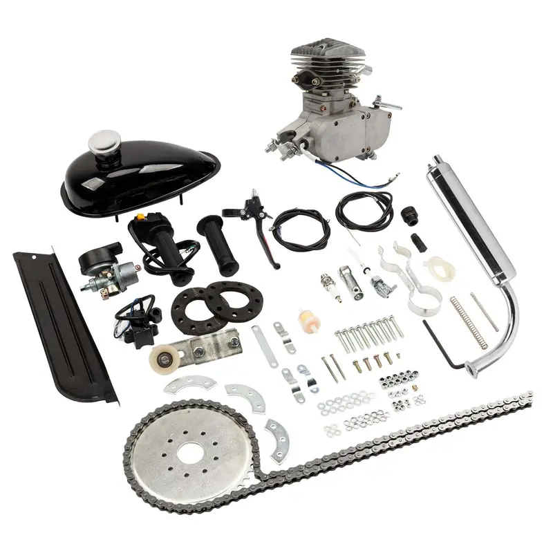 Zimtown 80cc 2-Stroke Bicycle Motor Kit – Silver-White Engine Conversion for 26-Inch Wheels