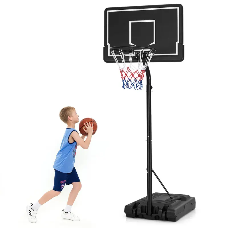 Adjustable Portable Outdoor Basketball Hoop – Height Range 6.9–8.5 ft with Stable Fillable Base