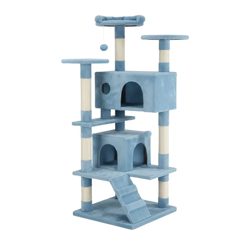 54-Inch Space-Saving Cat Tree Featuring Perches, Scratching Posts, and Climbing Ladder