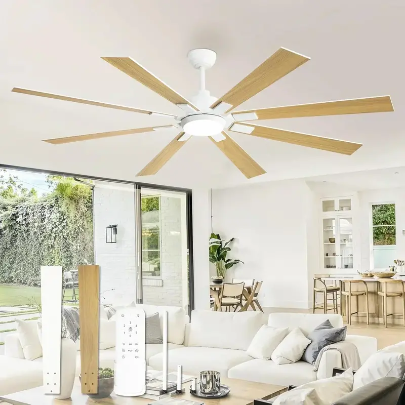 Zmishibo 72-Inch Ceiling Fan with Integrated Light – Indoor/Outdoor Remote Control