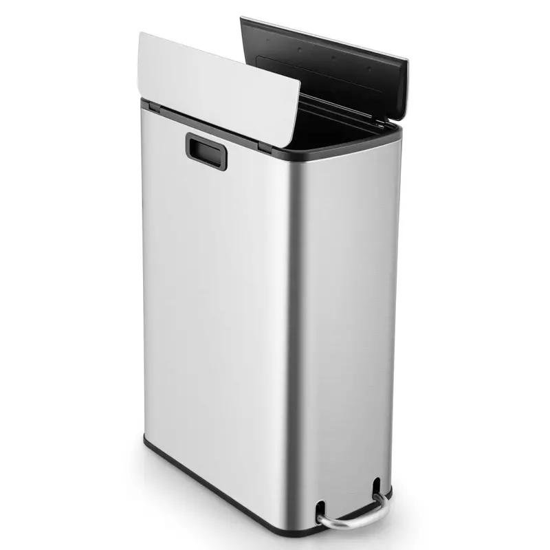 12-Gallon Kitchen Trash Bin with Soft-Close Wing Lids and Removable Inner Bucket