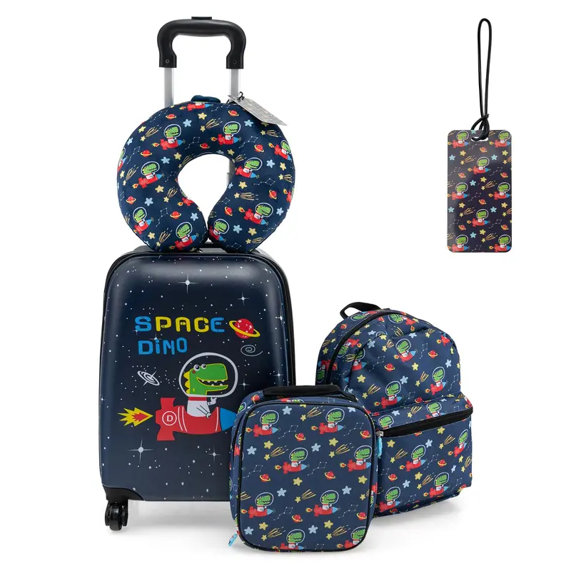 5-Piece Kids’ Travel Set: Carry-On, Backpack, Lunch Bag, Neck Pillow, and Accessories