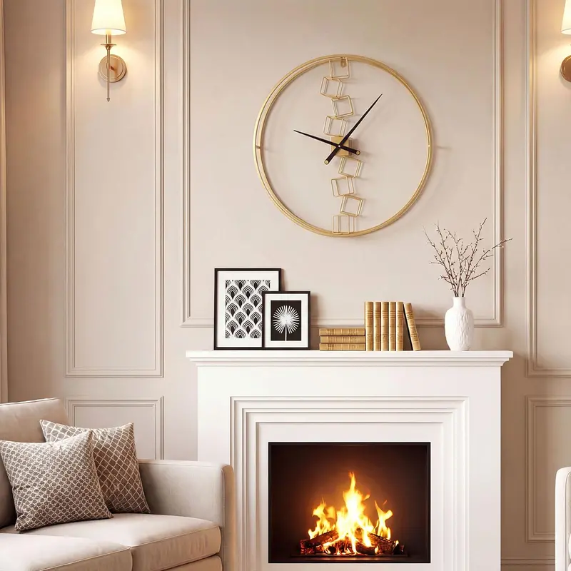 27-Inch Nordic-Style Battery-Powered Metal Wall Clock for Modern Living Rooms