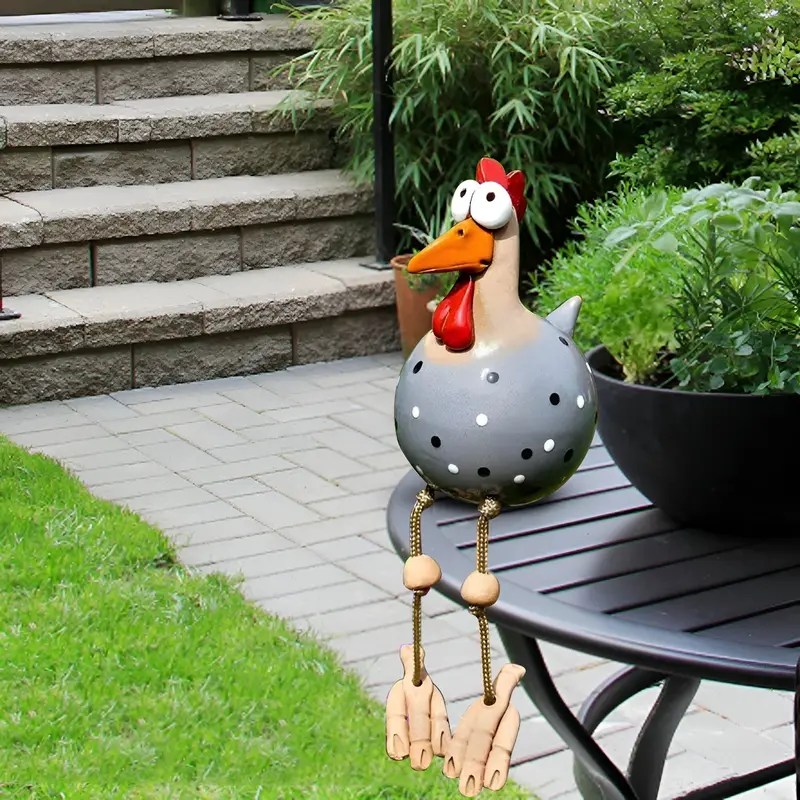 BowLift Rooster Garden Statue | Large-Eyes Weatherproof Resin Chicken Ornament