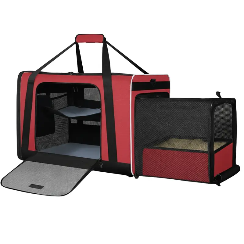 Expandable Car Carrier with Built-In Litter Compartment – 24″ x 17″ x 17″ Dimensions