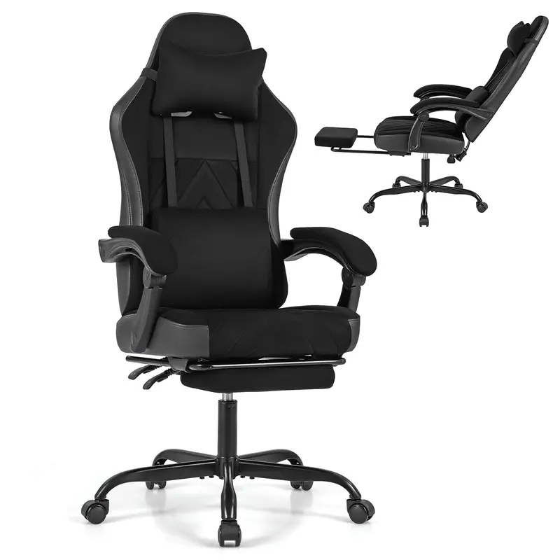 Adjustable Ergonomic Gaming Chair with Headrest and Lumbar Support