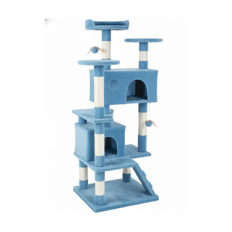 54-Inch Multi-Level Cat Tree with Enclosed Condo, Platforms, and Ladder