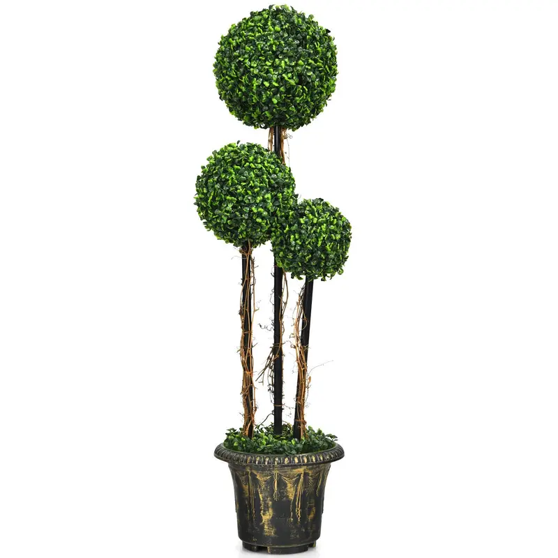 4-Foot Artificial Boxwood Topiary – Lifelike Indoor or Outdoor Decorative Tree