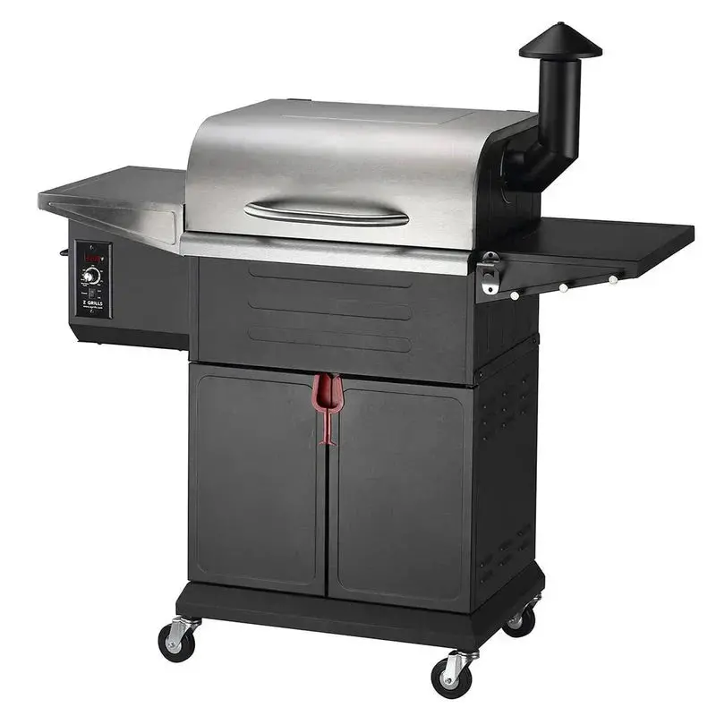 ZPG-600D3E Pellet Grill & Smoker – 572 Sq In Porcelain-Coated Cooking Area, 8-in-1 Versatility, Smoke Gray Finish