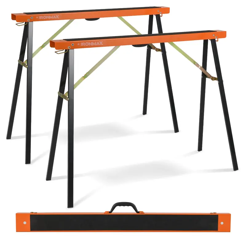 Two-Piece Portable Sawhorse Set – Heavy-Duty Galvanized Steel Tool Stand