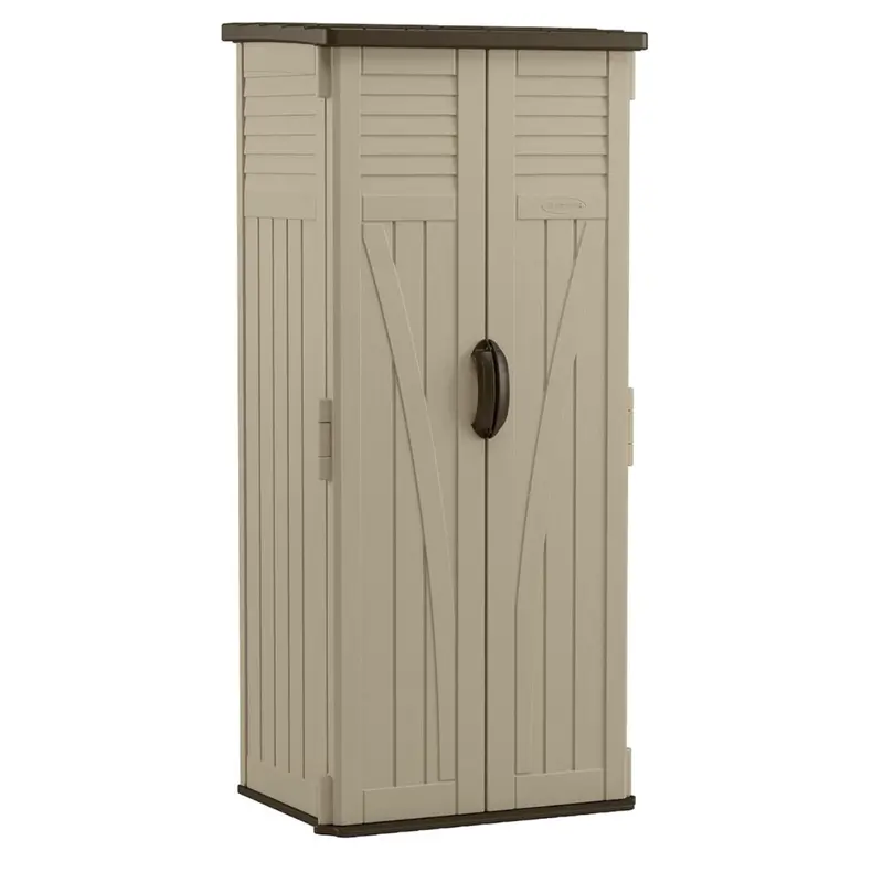 Tall Vertical Resin Storage Shed with Double-Door Access and Weatherproof Design