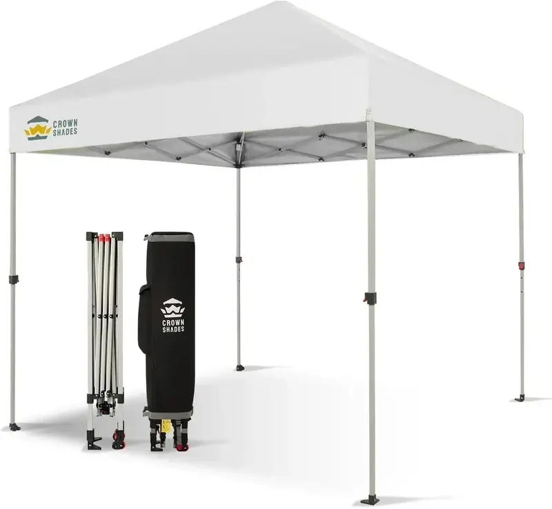 10′ x 10′ One-Touch Pop-Up Beach Awning — Silver-Coated UV-Resistant Sunshade