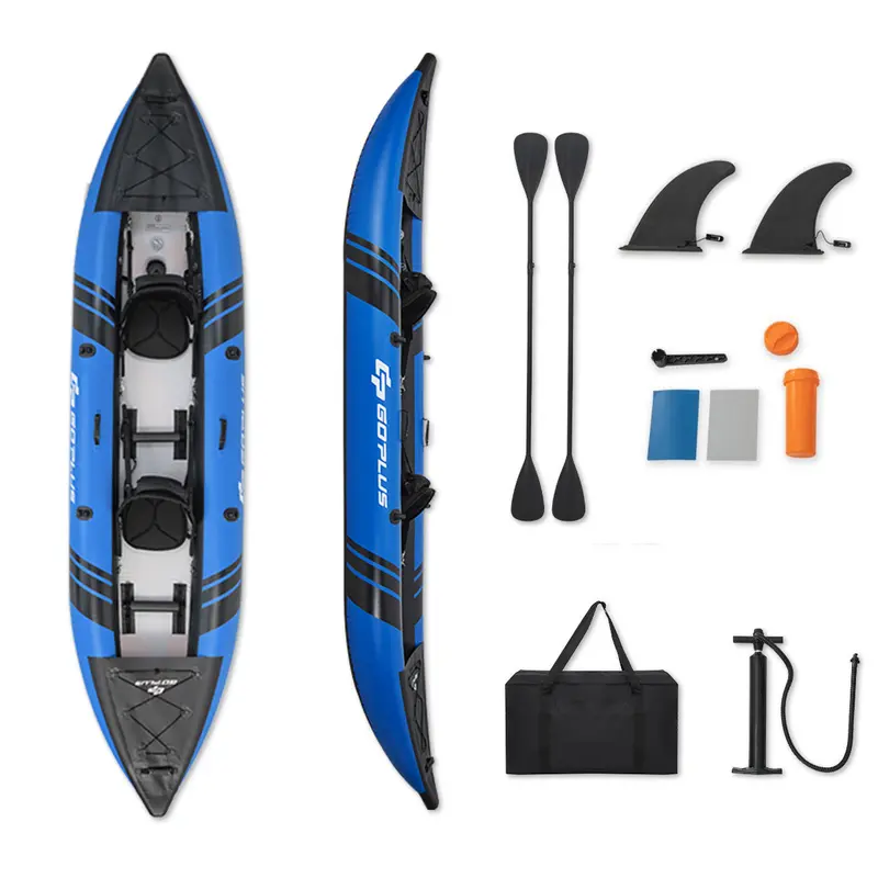 12.5-Foot Inflatable Tandem Kayak for One or Two Riders – 507-Pound Weight Capacity with Full Accessory Kit & Portable Carry Bag