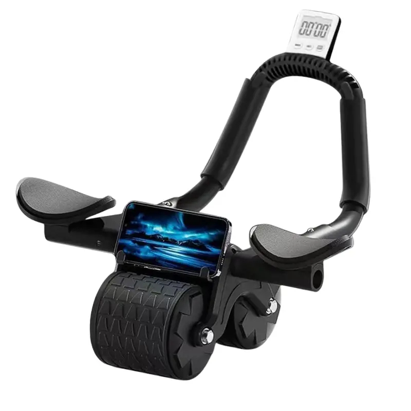 Core-Strengthening Ab Roller with Dual Wheels and Protective Elbow Pads