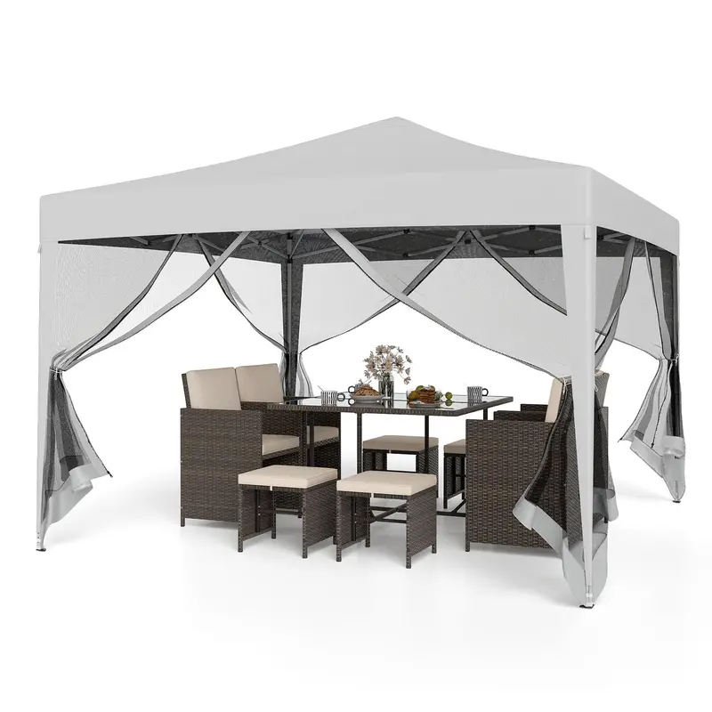 10×10 FT Pop-Up Canopy Tent – Instant Setup Outdoor Shelter with Mesh Panels, Carry Bag & Adjustable Height