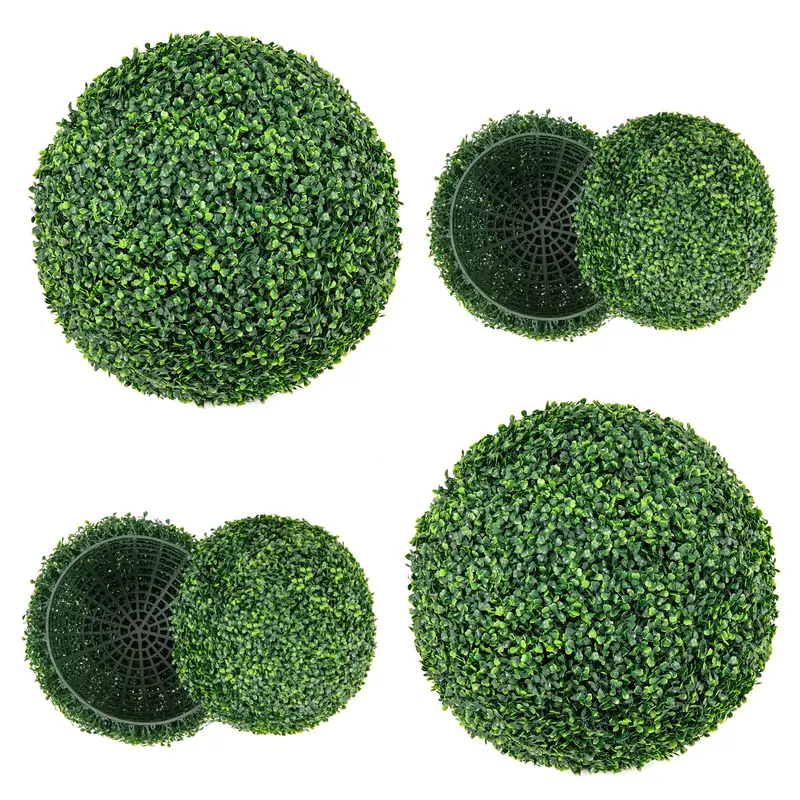 Two 20-Inch Artificial Boxwood Topiary Balls – UV-Resistant Outdoor Faux Plants