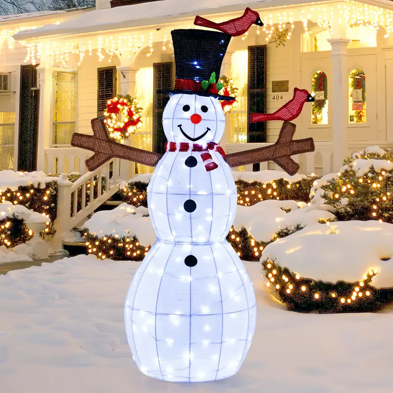 4.8-Foot Illuminated Snowman Decoration — 120 Energy-Efficient LED Lights for Yard Display