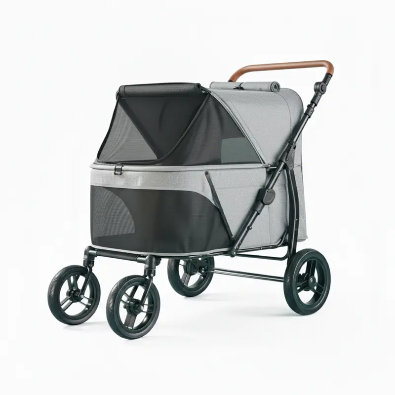 All-Terrain Pet Stroller – Spacious Dog Carrier with Breathable Mesh Canopy (Up to 110 lbs)