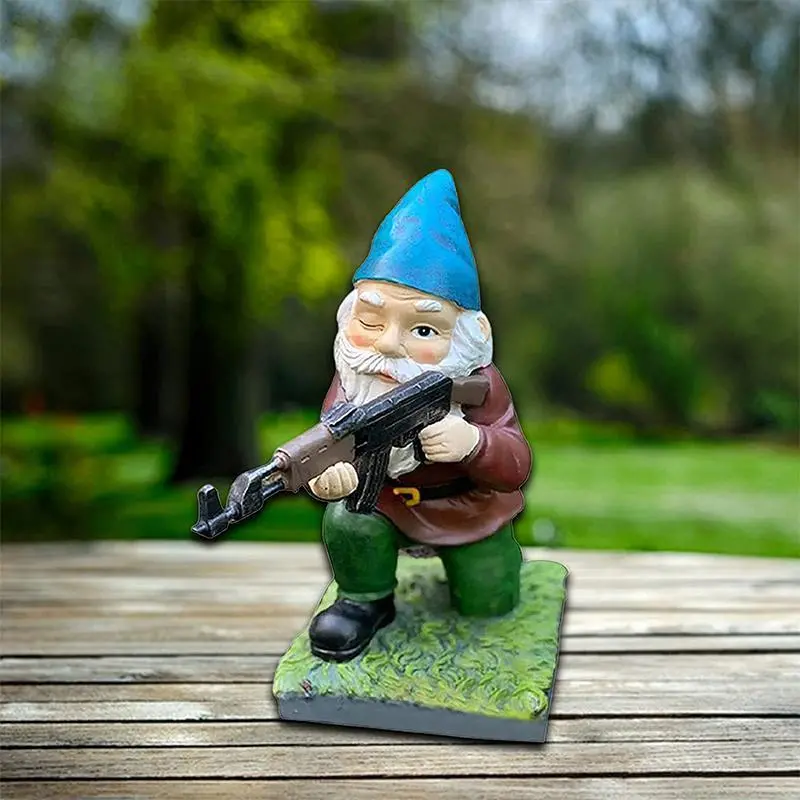 Camouflage Military Garden Gnome | Tactical-Themed Outdoor Figurine