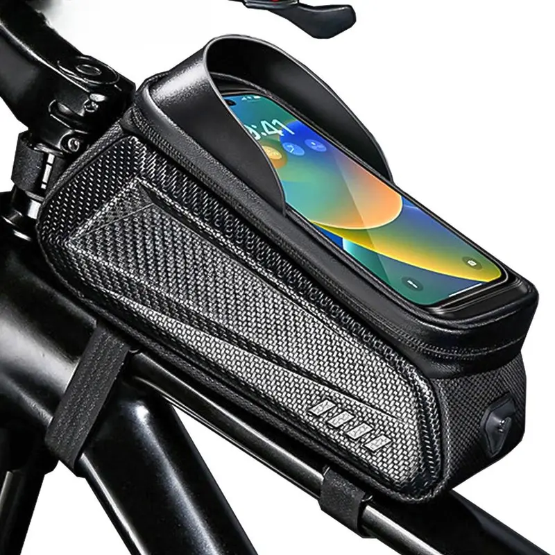Bike Handlebar Phone Mount – Touchscreen-Compatible Holder with Storage Pouch